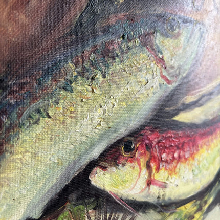 Original Still Life Oil Painting "Fresh Fish" Expressive Large Artwork Holland Art Shop