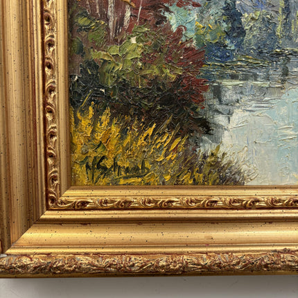 Elegant Landscape Oil Painting "River Cottage" Expressive Artwork Holland Art Shop
