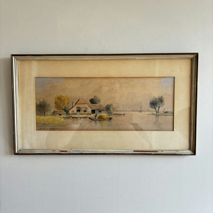 Traditional Landscape Aquarel "Framed Painting" Refined Artwork Holland Art Shop