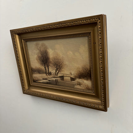 Detailed Landscape Oil Painting "Golden Frame" Traditional Small Art Holland Art Shop