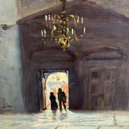 Traditional Church Interior Oil Painting "Arched Nave" Rustic Large Artwork Holland Art Shop