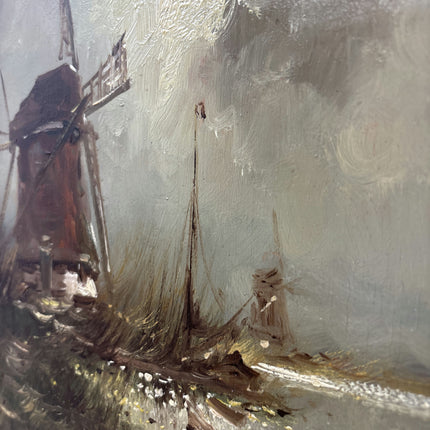 Authentic Landscape Oil Painting "Windmill Tower" Refined Artwork Holland Art Shop