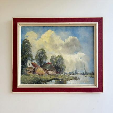 Elegant Landscape Oil Painting "Thatched Cottage" Original Artwork Holland Art Shop