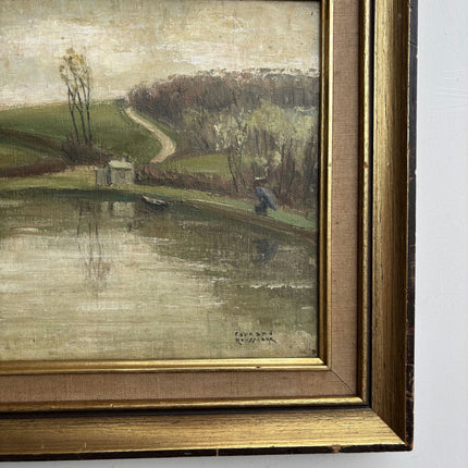 Original Landscape Oil Painting "Curved Pond" Elegant Art Holland Art Shop