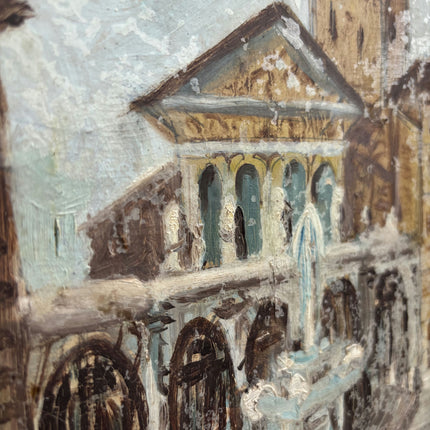 Original Cityscape Oil Painting "Central Fountain" Detailed Small Art Holland Art Shop