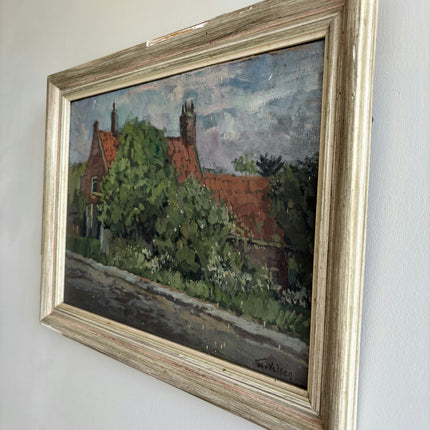 Handcrafted Landscape Oil Painting "Tiled Roof" Detailed Artwork Holland Art Shop