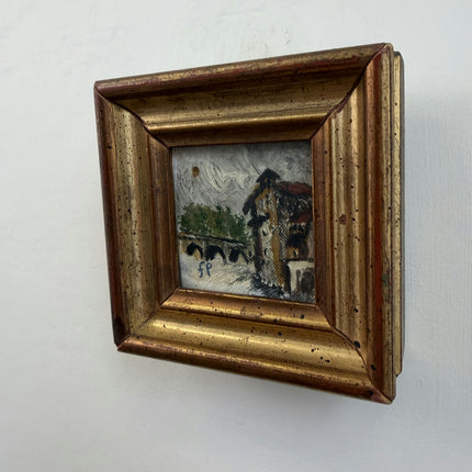 Handcrafted Winter Landscape Oil Painting "Gilded Frame" Elegant Small Art Holland Art Shop