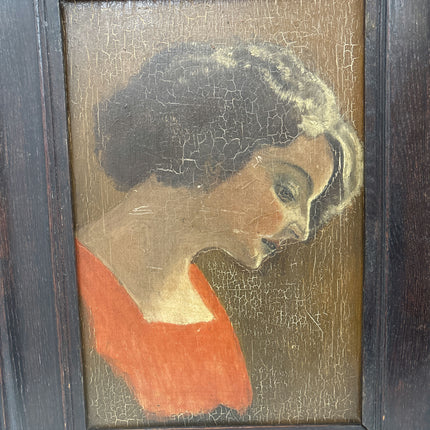 Timeless Portrait Oil Painting "Womans Profile" Rustic Small Art Holland Art Shop