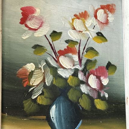 Rustic Flowery Still Life Oil Painting "Blue Vase" Elegant Small Artwork Holland Art Shop