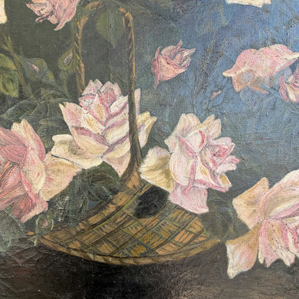 Refined Floral Still Life Oil Painting "Flower Basket" Authentic Large Artwork Holland Art Shop