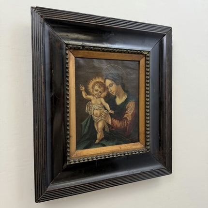 19th Century Antique Portrait Oil Painting "Madonna Child" Artwork Holland Art Shop