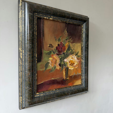 Rustic Flowery Still Life Oil Painting "Flower Vase" Refined Small Art Holland Art Shop