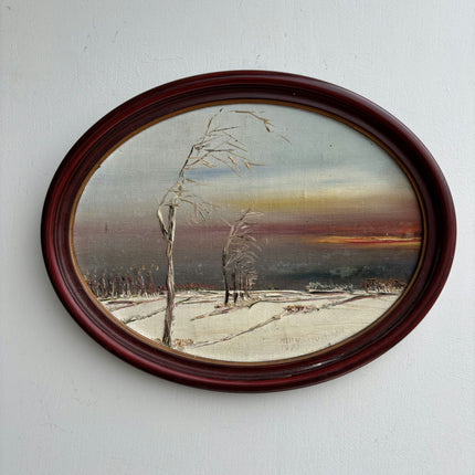 Traditional Winter Landscape Oil Painting "Framed Tree" Expressive Small Art Holland Art Shop
