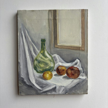 Handcrafted Still Life Oil Painting "Green Bottle" Expressive Small Art Holland Art Shop