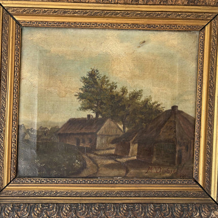 1914 Antique Landscape Oil Painting "Gilded Frame" Art Holland Art Shop