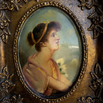 Rustic Portrait Oil Painting "Young Woman" Original Small Art Holland Art Shop
