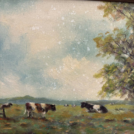 Original Landscape Oil Painting "Grazing Cows" Traditional Art Holland Art Shop