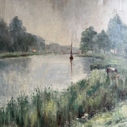 Original Landscape Oil Painting "Grazing Cows" Handcrafted Art Holland Art Shop