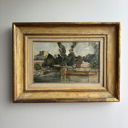Vintage Harbor Scene Oil Painting "Golden Frame" Timeless Art Holland Art Shop