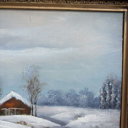Traditional Winter Landscape Oil Painting "Snowy Cottage" Classic Small Artwork Holland Art Shop