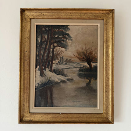 Traditional Oil Painting Winter Landscape "Winter Trees" Expressive Small Art Holland Art Shop