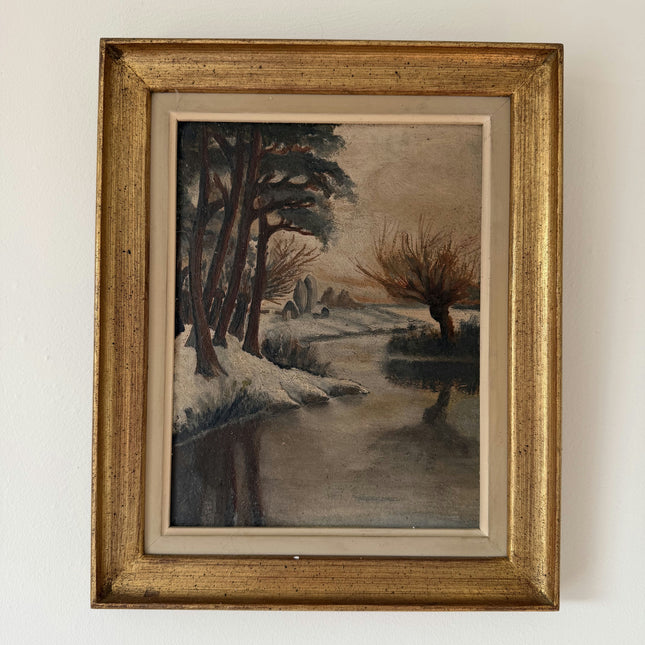 Traditional Oil Painting Winter Landscape "Winter Trees" Expressive Small Art Holland Art Shop