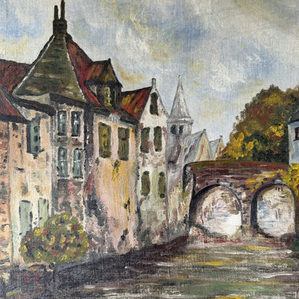 Expressive Cityscape Oil Painting "Stone Bridge" Detailed Large Artwork Holland Art Shop
