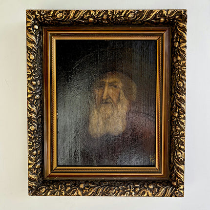 19th Century Antique Portrait Oil Painting "Old Man" Small Artwork Holland Art Shop