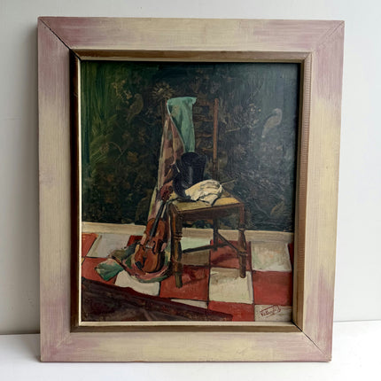 Expressive Still Life Oil Painting "Violin Chair" Original Artwork Holland Art Shop