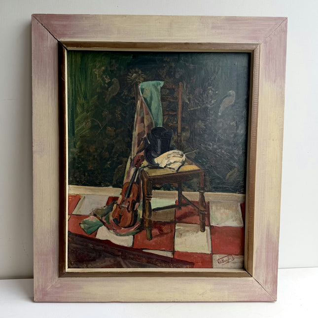 Expressive Still Life Oil Painting "Violin Chair" Original Artwork Holland Art Shop