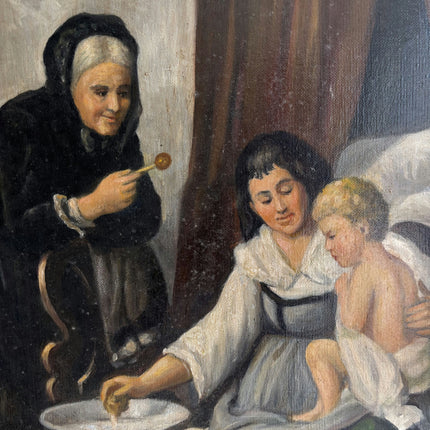 Rustic Figurative Oil Painting "Nursing Mother" Elegant Art Holland Art Shop