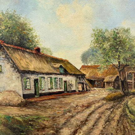 Vintage Landscape Oil Painting "Thatched Cottage" Authentic Artwork Holland Art Shop