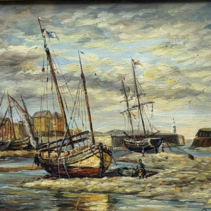 Traditional Seascape Oil Painting "Fishing Boat" Refined Small Artwork Holland Art Shop