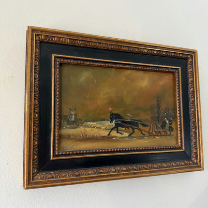 Figurative Oil Painting Scenery "Running Horse" Traditional Small Art Holland Art Shop