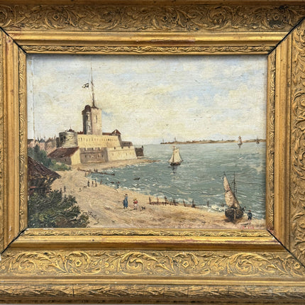 Vintage Scenery Oil Painting "Gilded Frame" Rustic Small Art Holland Art Shop