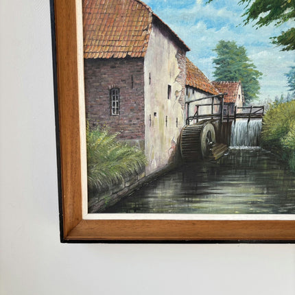Original Landscape Oil Painting "Watermill Wheel" Traditional Artwork Holland Art Shop