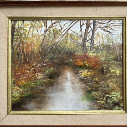 Rustic Landscape Oil Painting "Wooded Stream" Vintage Artwork Holland Art Shop