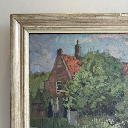 Handcrafted Landscape Oil Painting "Tiled Roof" Detailed Artwork Holland Art Shop