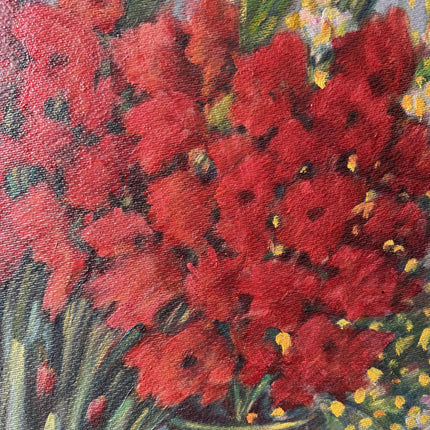 Traditional Flowery Still Life Oil Painting "Red Gladiolus" Belgique Artwork Holland Art Shop