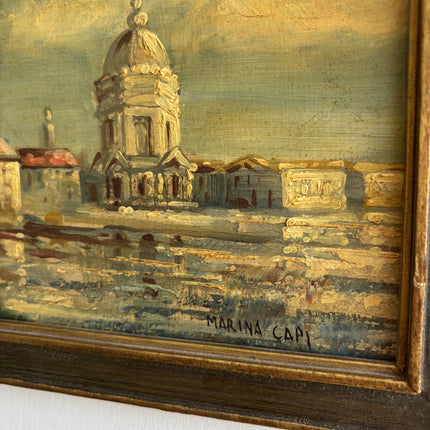 Handcrafted Cityscape Oil Painting "Domed Building" Timeless Small Artwork Holland Art Shop