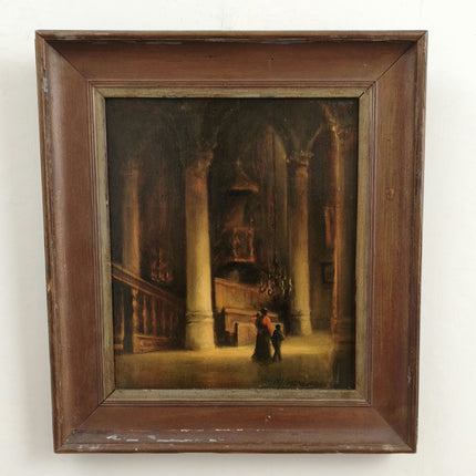 Authentic Church Interior Oil Painting "Two Figures" Detailed Art Holland Art Shop