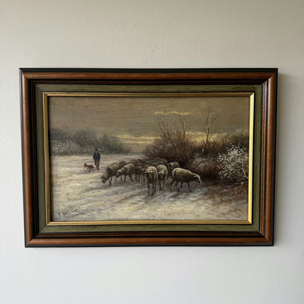 Antique Animals Oil Painting "Grazing Sheep" Rustic Art Holland Art Shop
