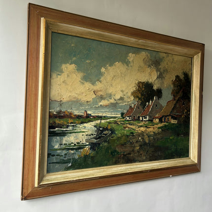 Authentic Landscape Oil Painting "Wooden Frame" Original Large Art Holland Art Shop