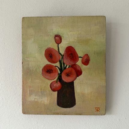 Traditional Floral Still Life Oil Painting "Red Bouquet" Timeless Small Art Holland Art Shop