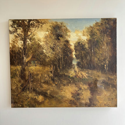 Handcrafted Landscape Oil Painting "Forest Path" Elegant Artwork Holland Art Shop