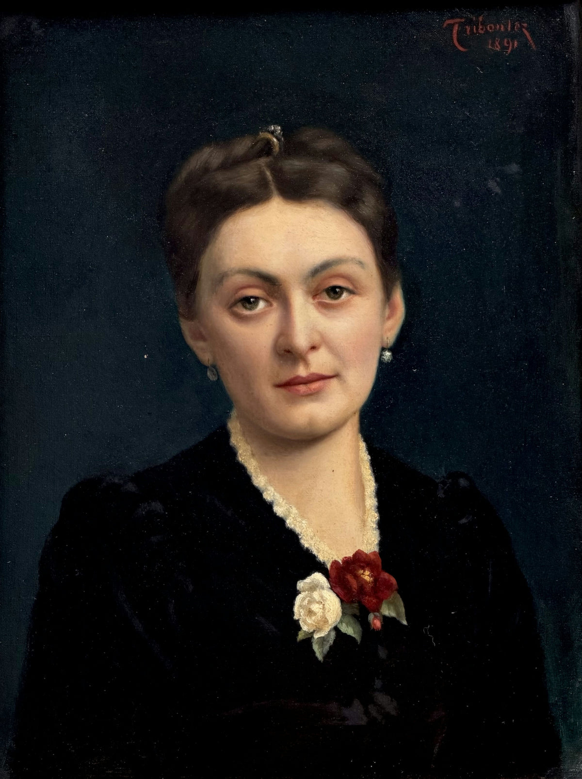 1891 Antique Portrait Oil Painting 