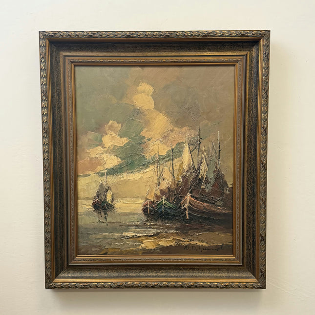 Traditional Scenery Oil Painting "Wooden Frame" Handcrafted Large Artwork Holland Art Shop