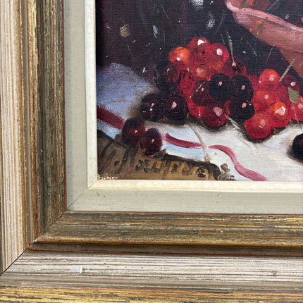 Traditional Still Life Oil Painting "Bowl Cherries" Vintage Art Holland Art Shop