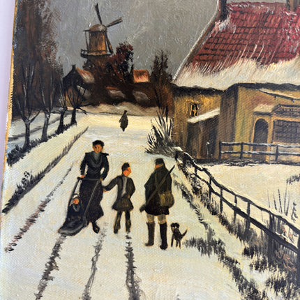Handcrafted Winter Landscape Oil Painting "Snowy Farmhouse" Original Art Holland Art Shop