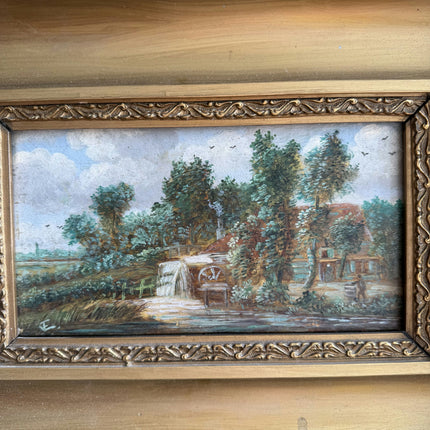 Rustic Landscape Oil Painting "Gilded Frame" Original Small Artwork Holland Art Shop